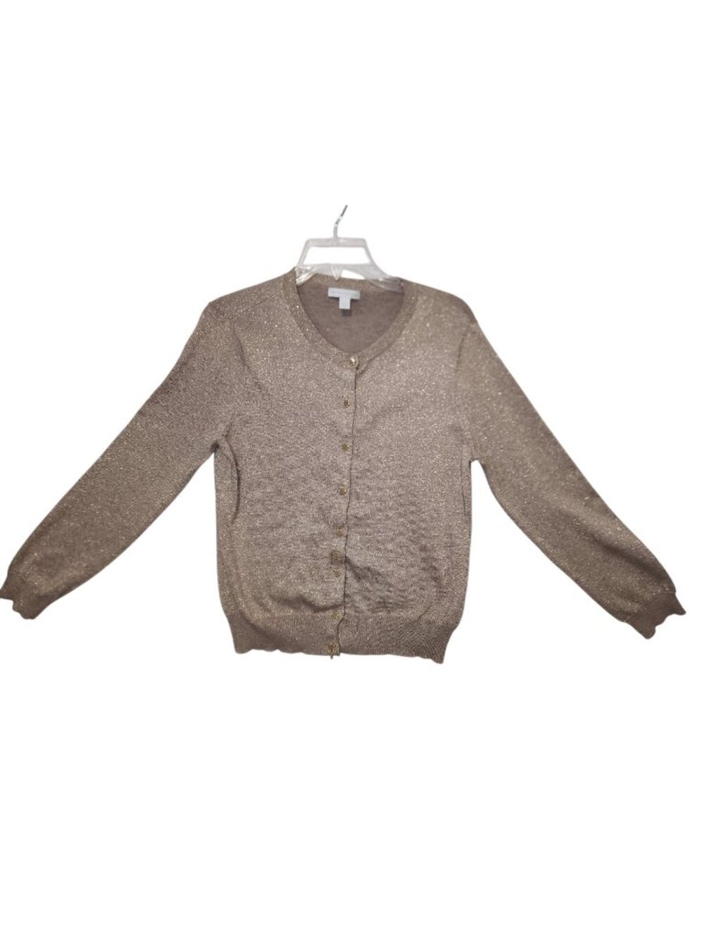 New York & Company Womens Gold Sparkle Button Cardigan Sweater XL (Flaw)